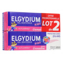 ELGYDIUM KIDS PROTECTION CARIES DENTIFRICE GRENADINE 2-6 ANS LOT DE 2