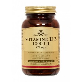 SOLGAR VITAMINE D3 1000UI 100 COMPRIMES A CROQUER