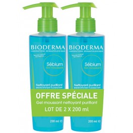 SEBIUM GEL MOUSSANT PEAUX GRASSES  LOT DE 2x200ML