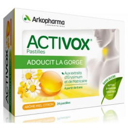 ACTIVOX SANS SUCRE MIEL-CITRON 24 PASTILLES 