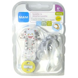 MAM KIT SUCETTE + ATTACHE SILICONE 0-6 MOIS 