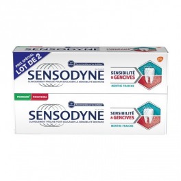 SENSODYNE DENTIFRICE SENSIBILITE&GENCIVES MENTHE LOT 2