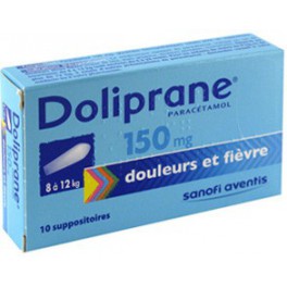 DOLIPRANE 150MG, 10 suppositoires 8-12KG