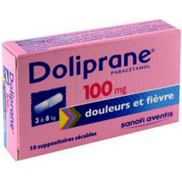 DOLIPRANE 100MG, 10 suppositoirses 3 -8KG