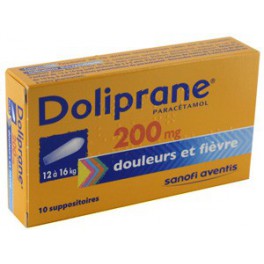DOLIPRANE 200MG, 10 suppositoires 12-16KG DOLIPRANE 200MG, 10 suppositoires 12-16KG
