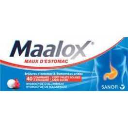 MAALOX Maux d'estomac, 40 Cp, S/S fruits rouges 