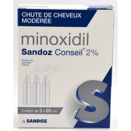 MINOXIDIL SDC 2%, solution application locale, 3 flacons 60ML