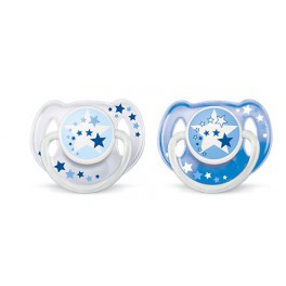 AVENT 2 SUCETTES EN SILICONE NUIT 6-18MOIS AVENT 2 SUCETTES EN SILICONE NUIT 6-18MOIS