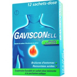 GAVISCONELL MENTHE SANS SUCRE 12 SACHETS A BOIRE 