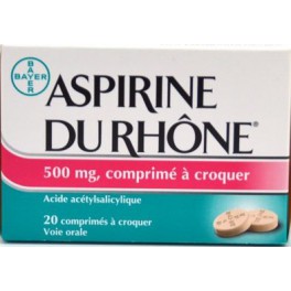 ASPIRINE DU RHONE 0,5G, 20 COMPRIMES A CROQUER