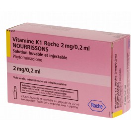 VITAMINE K1 ROCHE 2MG/0,2ML, 5 ampoules VITAMINE K1 ROCHE 2MG/0,2ML, 5 ampoules