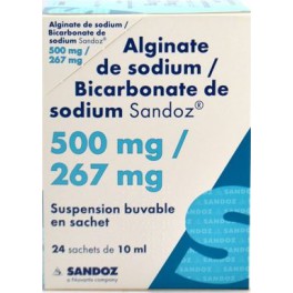 Alginate de sodium/Bicarbonate de sodium 500mg/267mg 24 sachets de