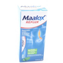 MAALOX REFLUX, menthe sans sucre, 12 sachets buvables