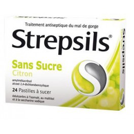 STREPSILS 24 PASTILLES CITRON SANS SUCRE STREPSILS 24 PASTILLES CITRON SANS SUCRE