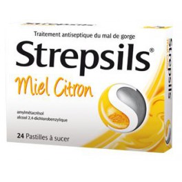 STREPSILS, 24 PASTILLES MIEL CITRON
