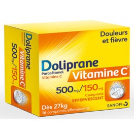 DOLIPRANE 500MG VITAMINE C, 16 COMPRIMES