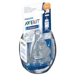 AVENT 2 TÉTINES EN SILICONE DÉBIT RAPIDE 4 TROUS +6MOIS