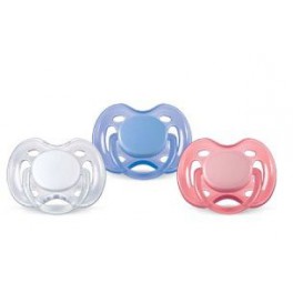 AVENT 2 SUCETTES EN SILICONE AEREES 0-6MOIS (ROSE+BLANC OU BLEU+BLANC)